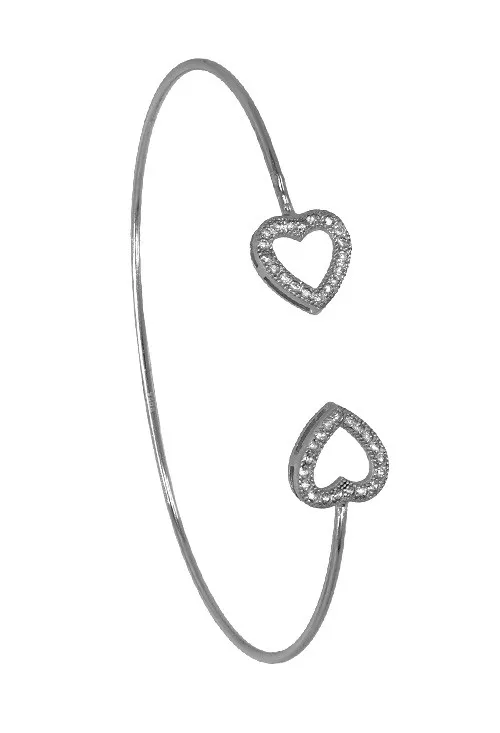 Pulsera plata rígida topes corazones 295_PPUL16281
