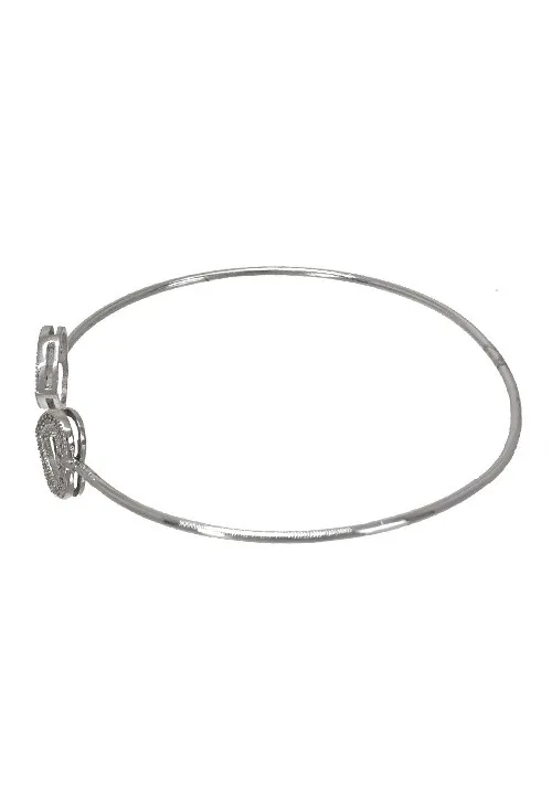 Pulsera plata rígida topes corazones 295_PPUL16281