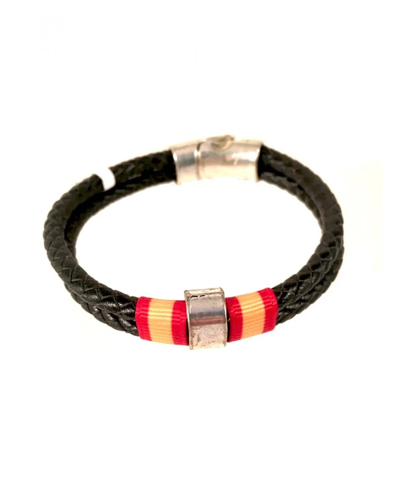 PULSERAS DE HOMBRE CUERO TRENZADO BANDERA DE ESPAÑA