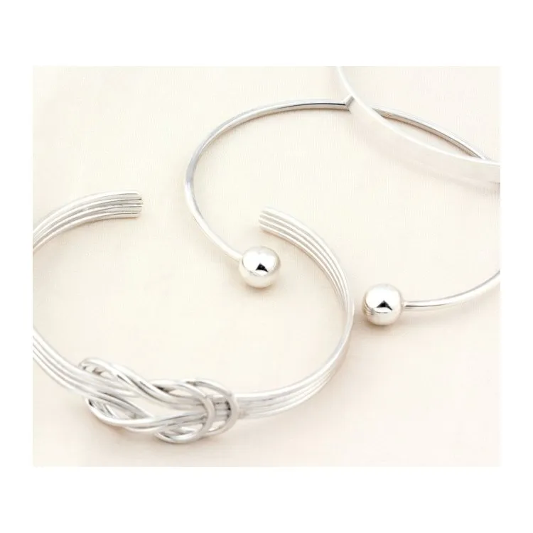 Pulseras de plata de ley rodiadas tipo brazalete