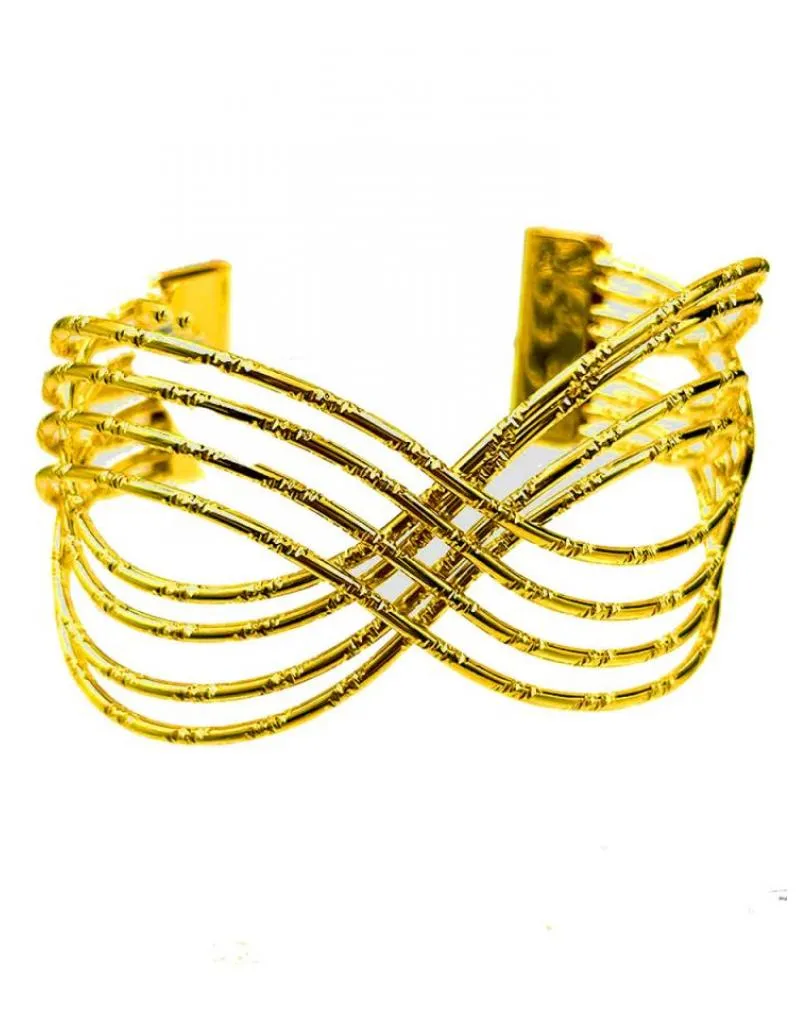PULSERAS DORADAS ANCHAS DE SEMANARIO ENTRELAZADO PARA BODAS