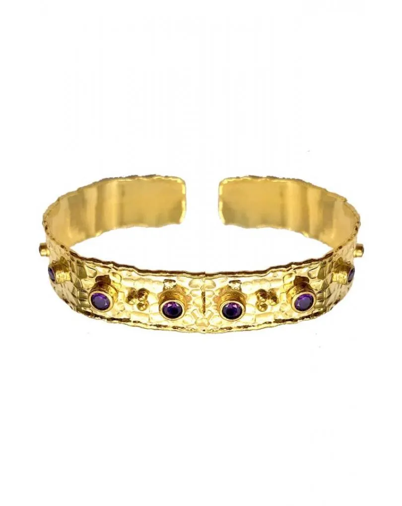 PULSERAS DORADAS CON PEDRERIA MORADA PERFECTA PARA BODAS