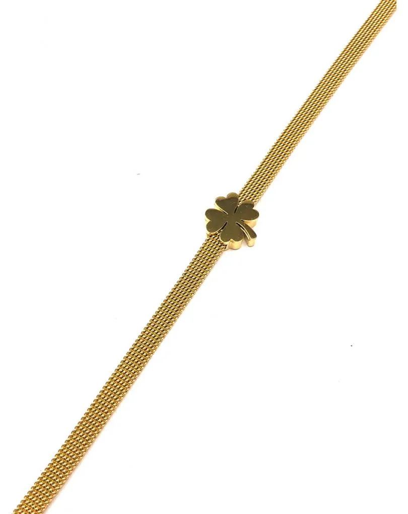 PULSERAS DORADAS CON TREBOL DISEÑOS CARGADOS DE ENCANTO