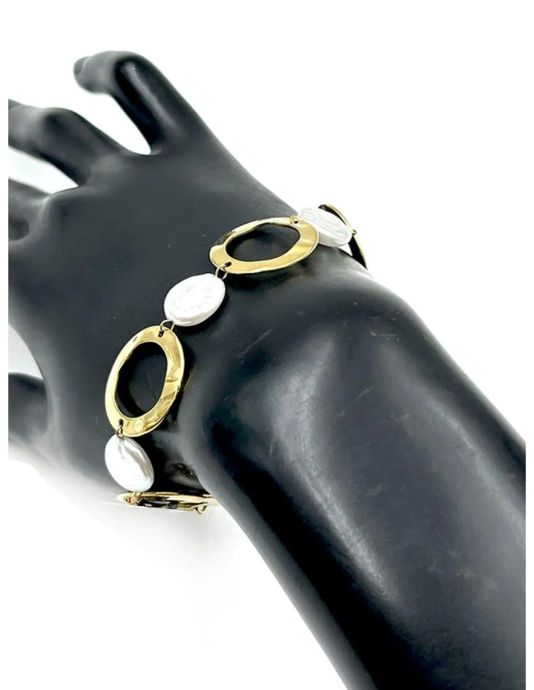 PULSERAS DORADAS PARA BODAS CON DETALLES DE PERLAS