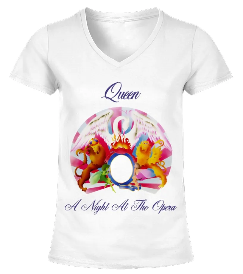 RK70S347WT. A NIGHT AT THE OPERA (1975)  QUEEN CAMISETA CUELLO PICO MUJER
