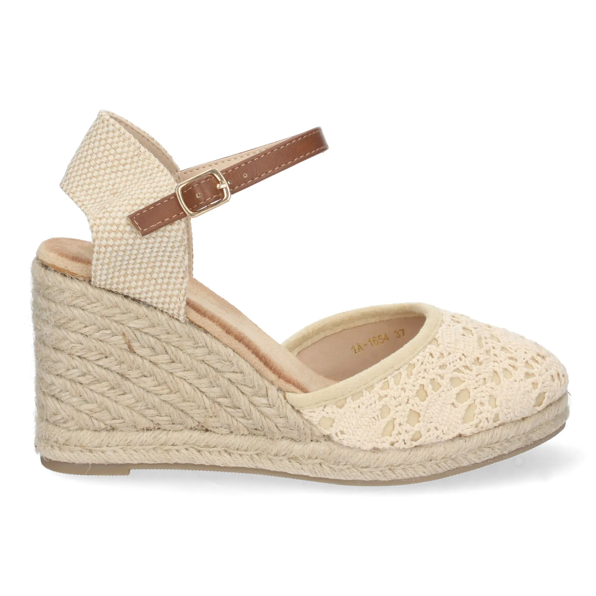 Sandalia de cuña mujer color beige