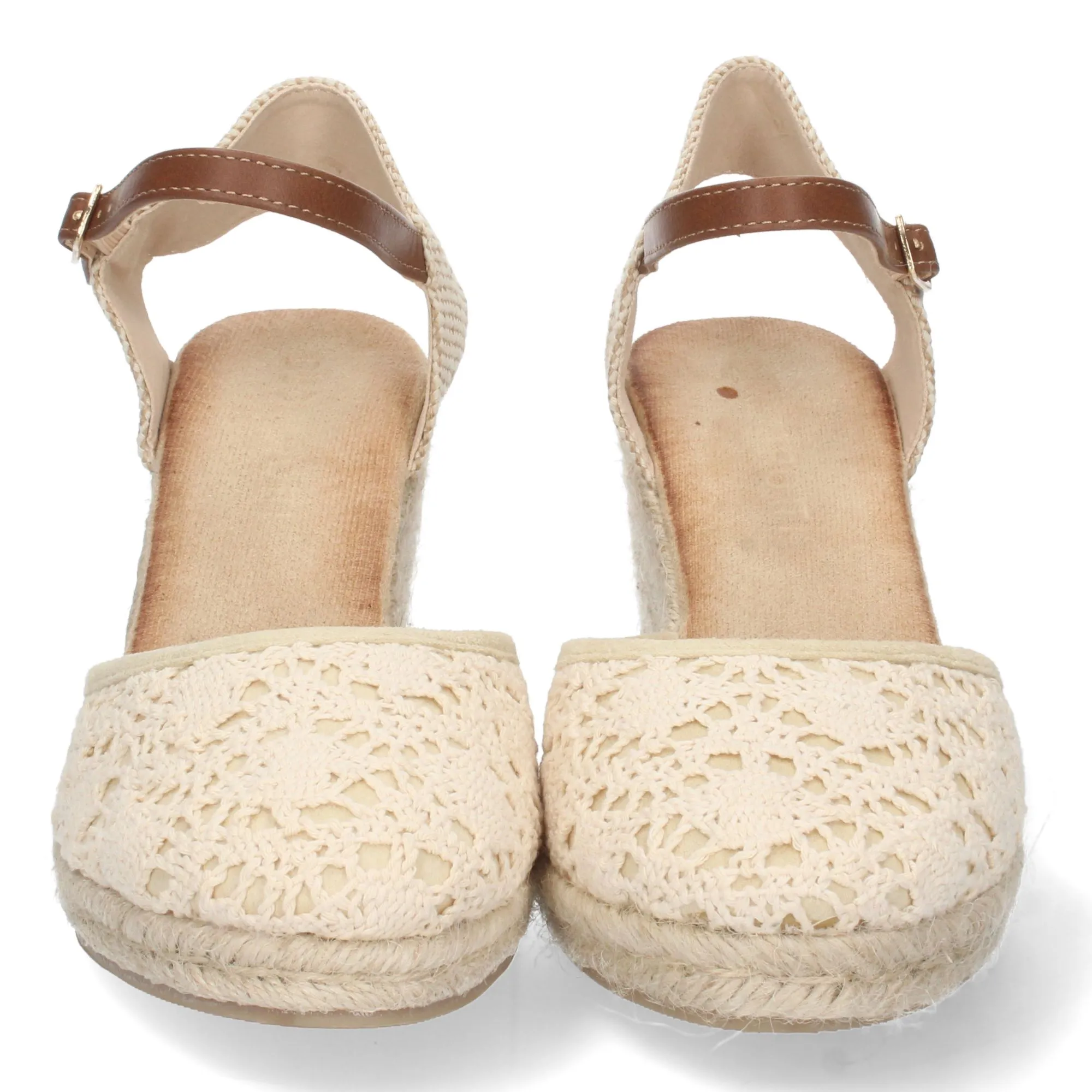 Sandalia de cuña mujer color beige