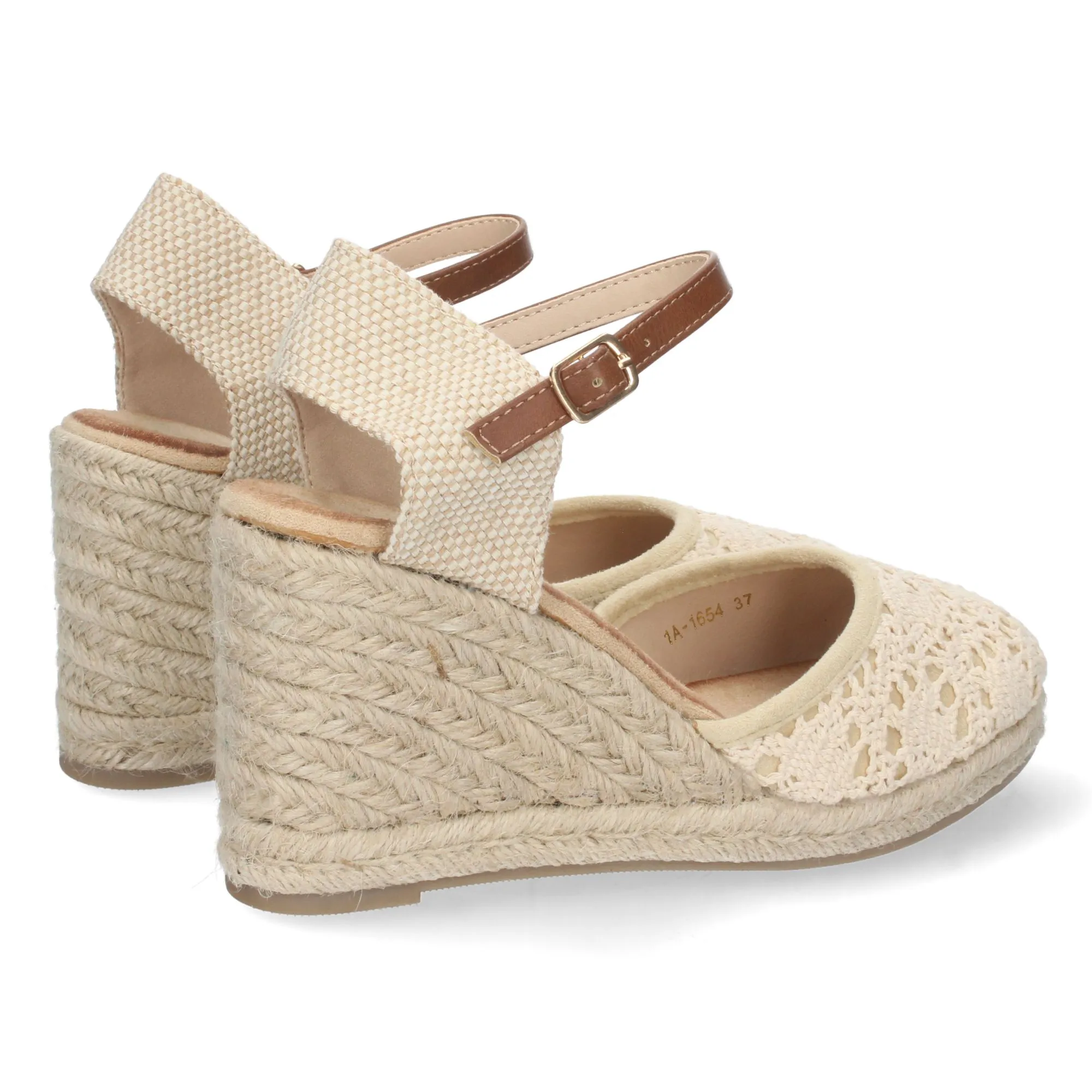 Sandalia de cuña mujer color beige