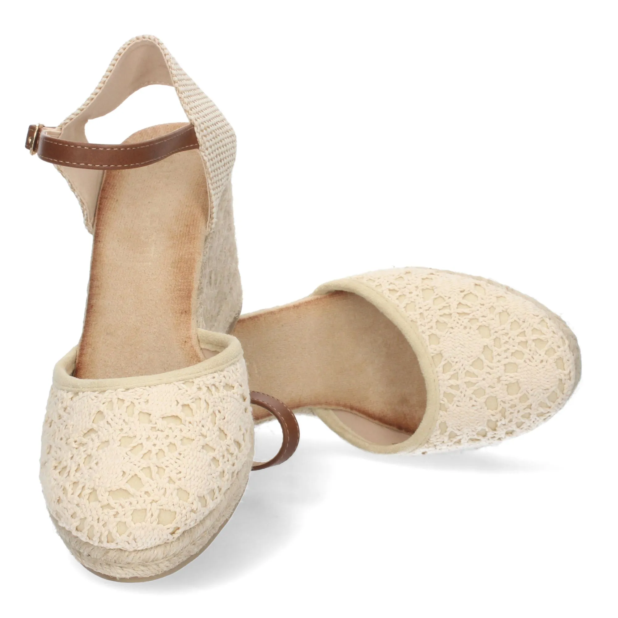 Sandalia de cuña mujer color beige