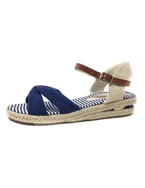 sandalia lino azul y beig