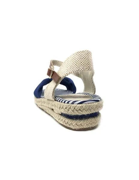 sandalia lino azul y beig
