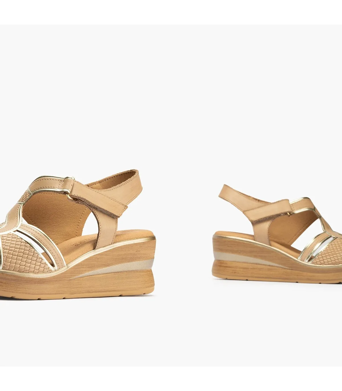 Sandalia mujer cuña alta vivos BEIGE