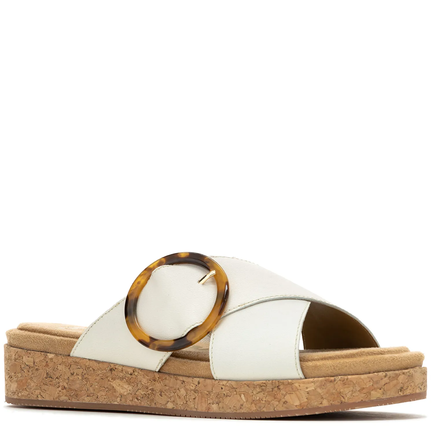 Sandalia Mujer June Buckle Slide Beige
