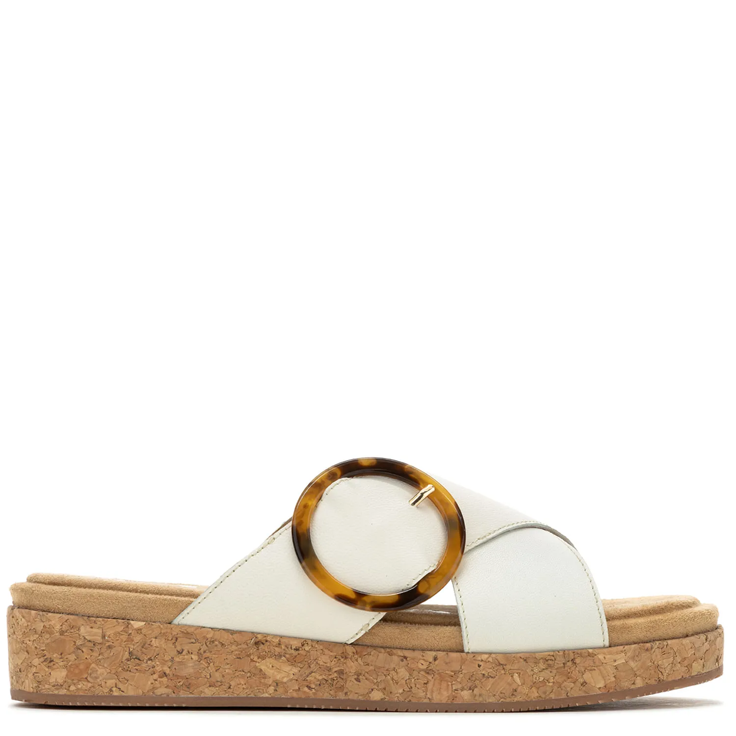 Sandalia Mujer June Buckle Slide Beige