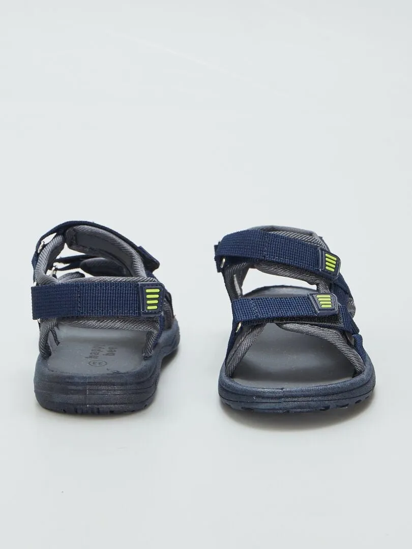 SANDALIAS ABIERTAS CON VELCRO  AZUL