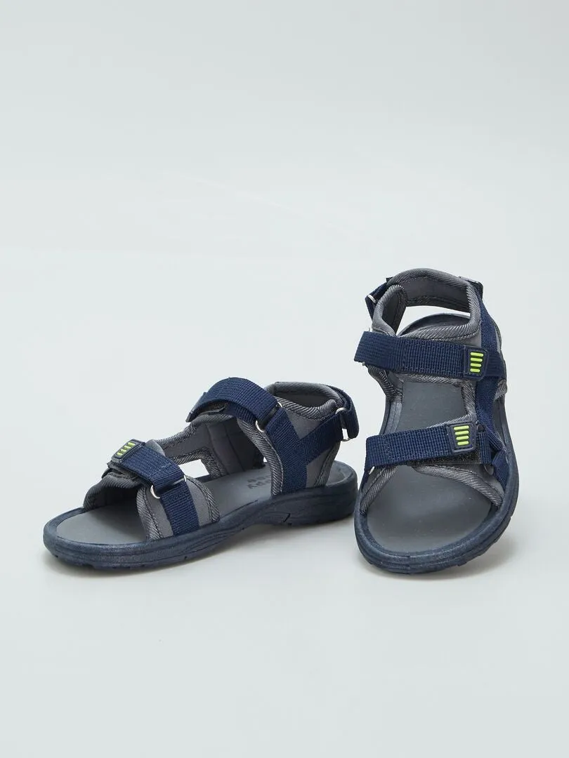 SANDALIAS ABIERTAS CON VELCRO  AZUL