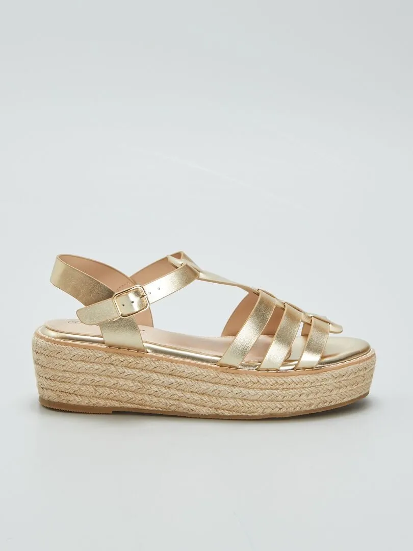 SANDALIAS CON PLATAFORMA  BEIGE