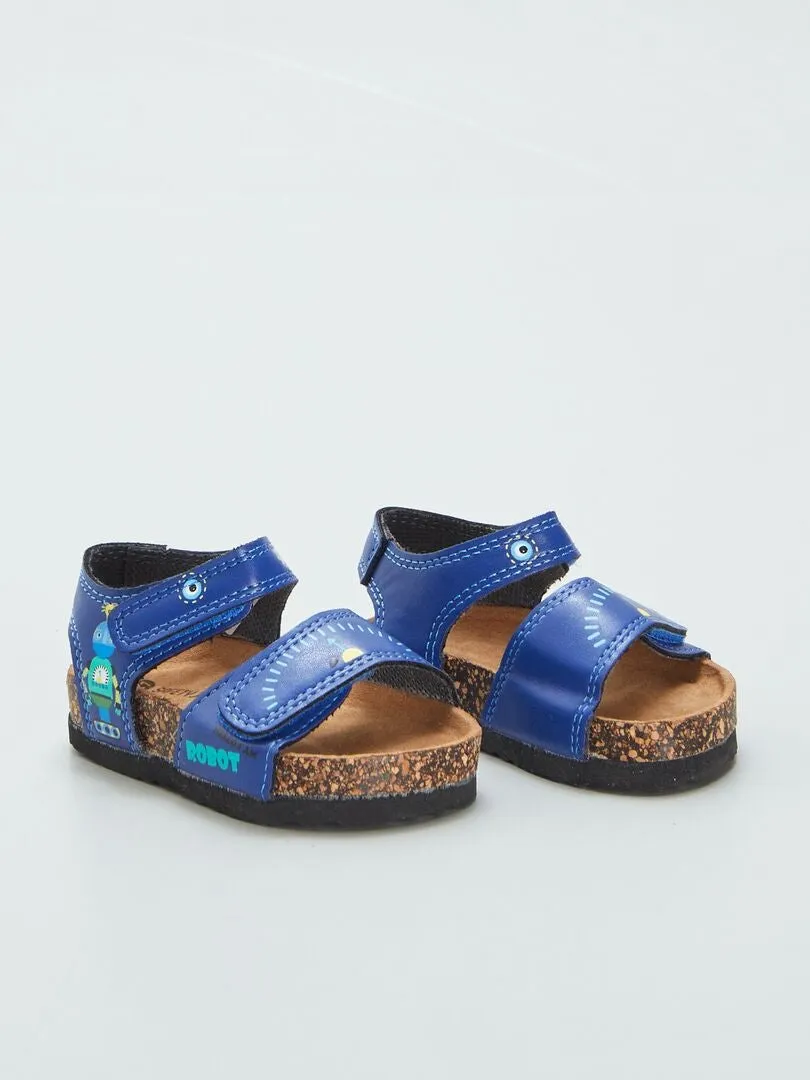 SANDALIAS CON TIRAS ESTAMPADAS  AZUL