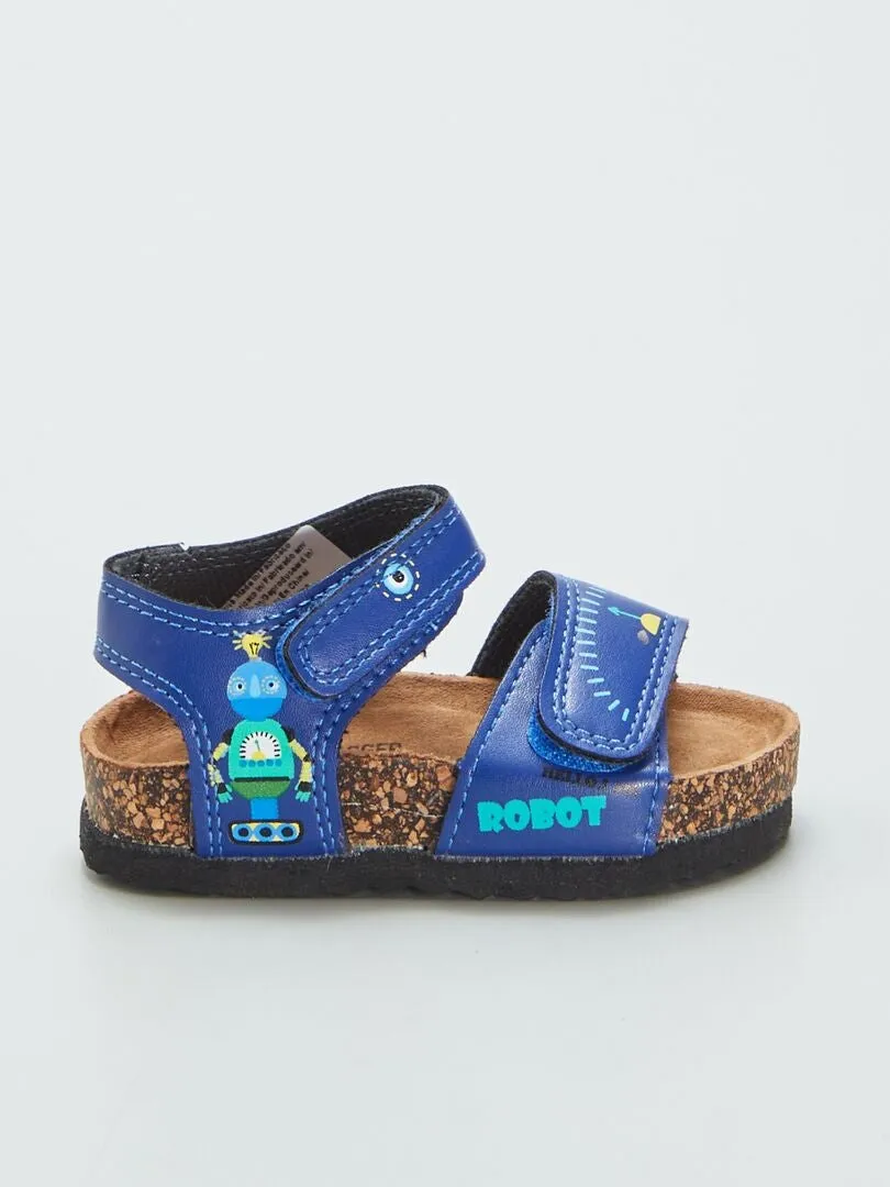 SANDALIAS CON TIRAS ESTAMPADAS  AZUL
