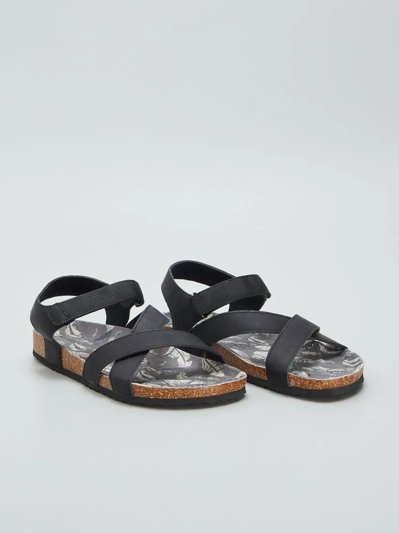 SANDALIAS CON VELCRO  NEGRO