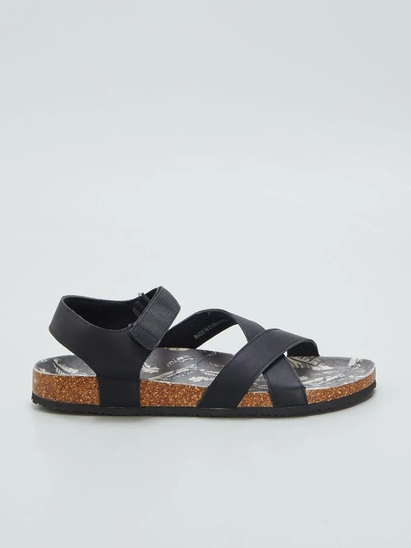 SANDALIAS CON VELCRO  NEGRO