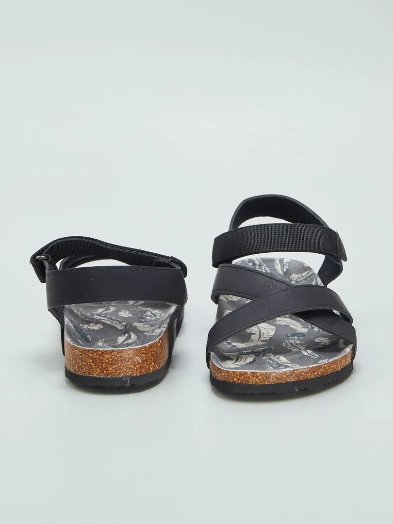 SANDALIAS CON VELCRO  NEGRO