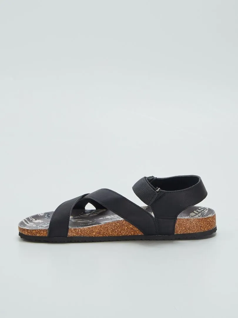 SANDALIAS CON VELCRO  NEGRO