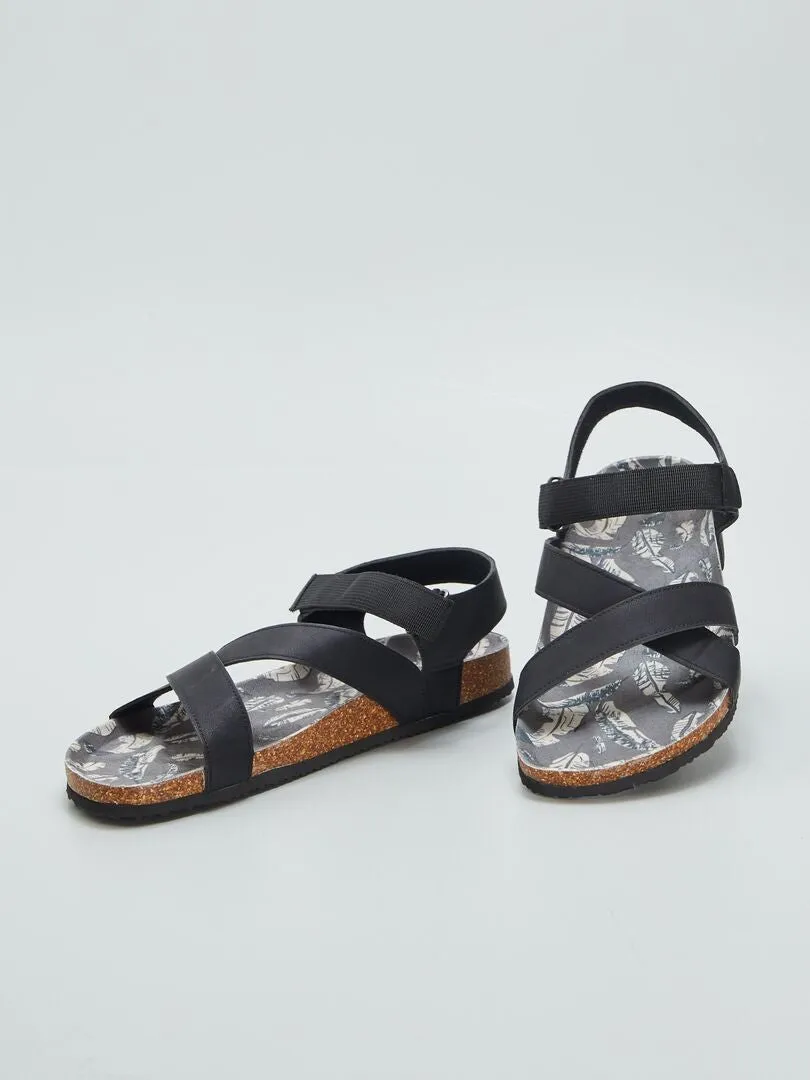 SANDALIAS CON VELCRO  NEGRO
