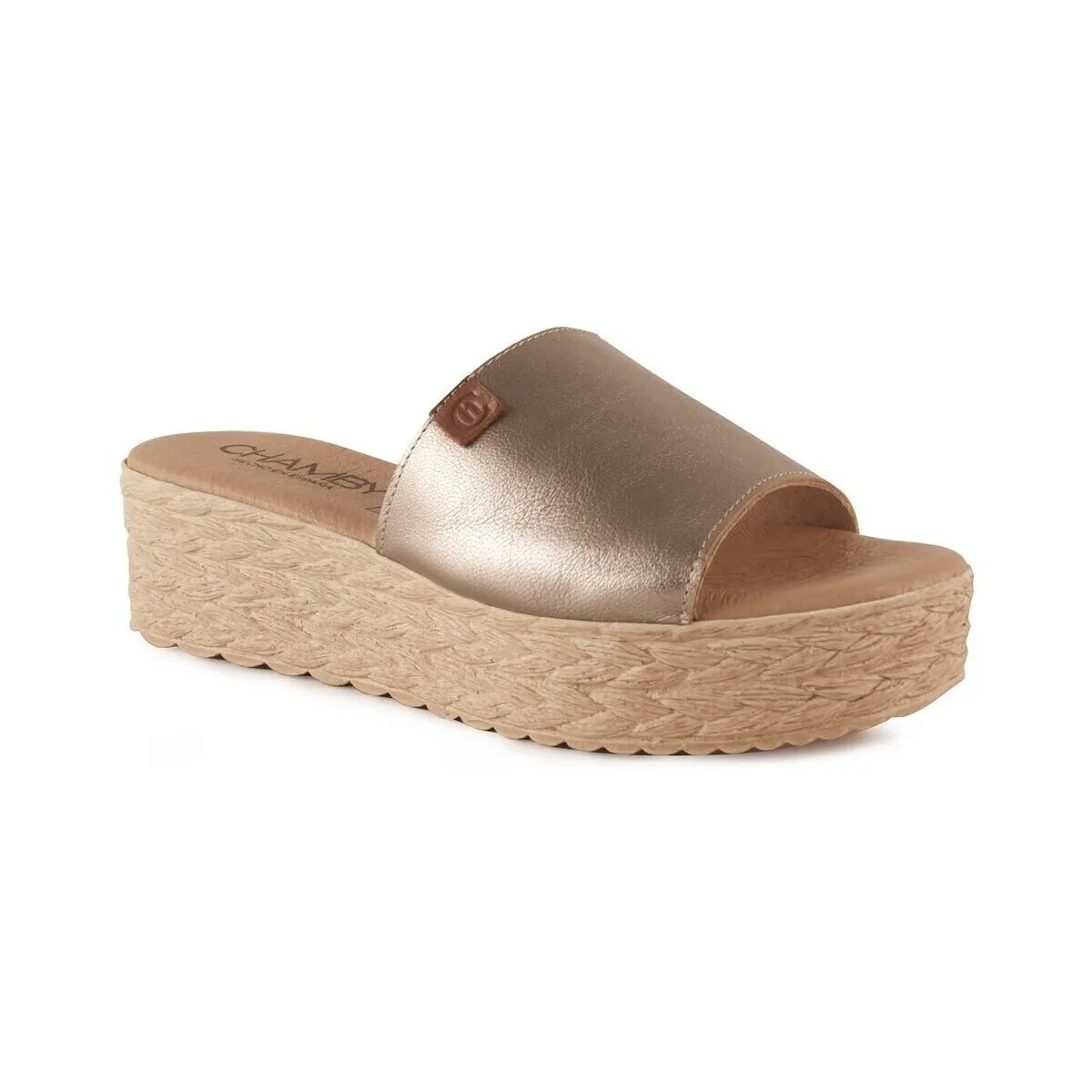 Sandalias de piel metalizada con plataforma by