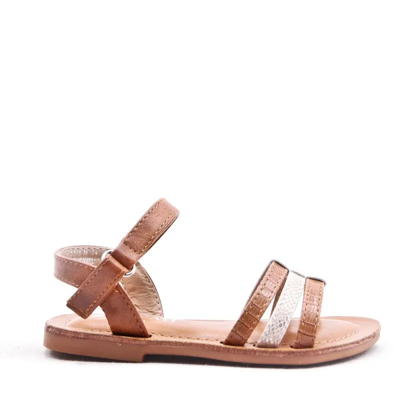 Sandalias Niña Camel Tiras Doradas