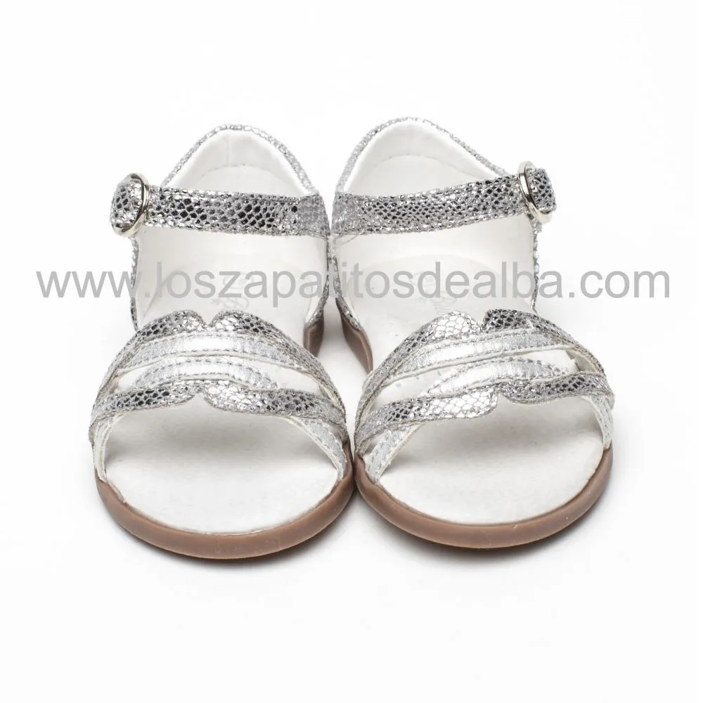 Sandalias Niña Plata Serpenteada