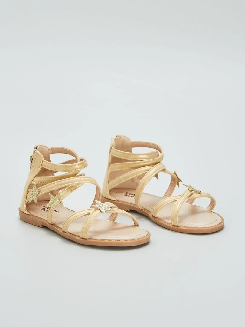 SANDALIAS PLANAS CON ESTRELLA DE FANTASíA  BEIGE