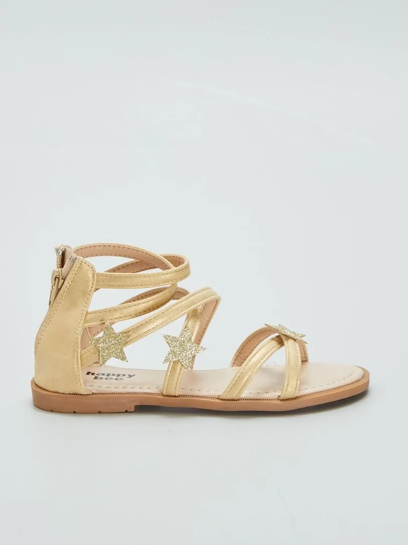 SANDALIAS PLANAS CON ESTRELLA DE FANTASíA  BEIGE
