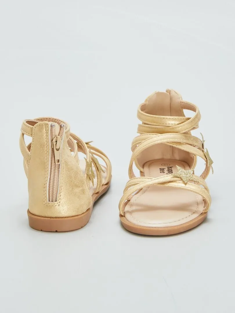 SANDALIAS PLANAS CON ESTRELLA DE FANTASíA  BEIGE