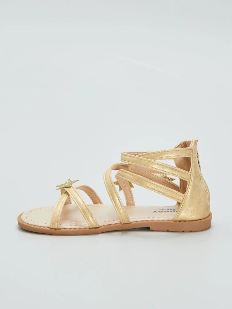 SANDALIAS PLANAS CON ESTRELLA DE FANTASíA  BEIGE
