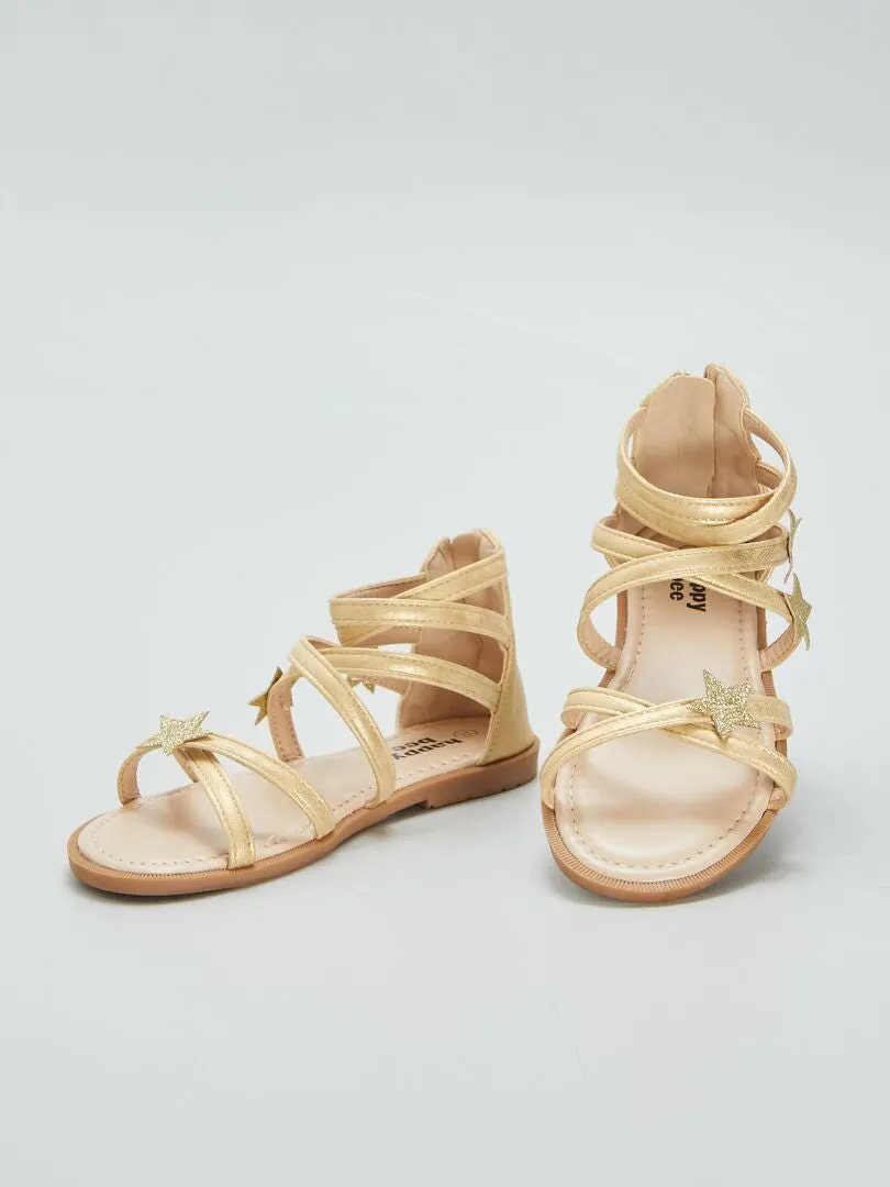 SANDALIAS PLANAS CON ESTRELLA DE FANTASíA  BEIGE