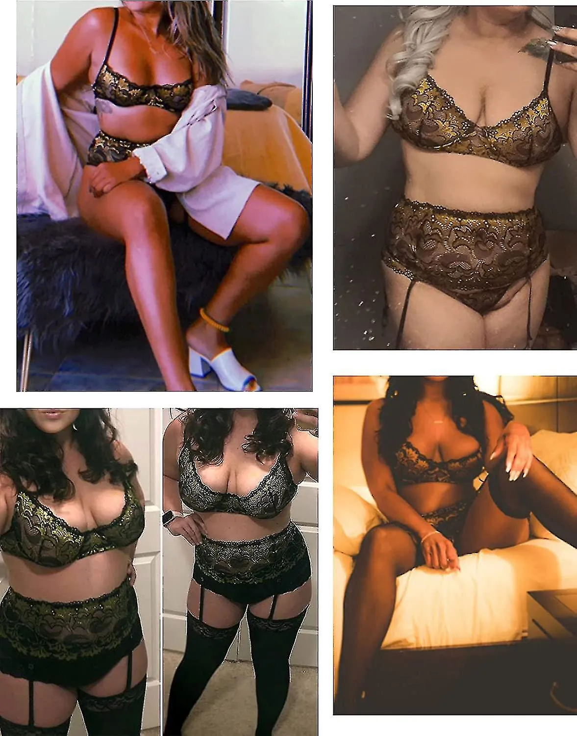 SET DE LENCERíA SEXY PARA MUJER CON SUJETADOR DE LIGA Y CONJUNTOS DE LENCERíA CON AROS DE ENCAJE DE PANTY S3XL