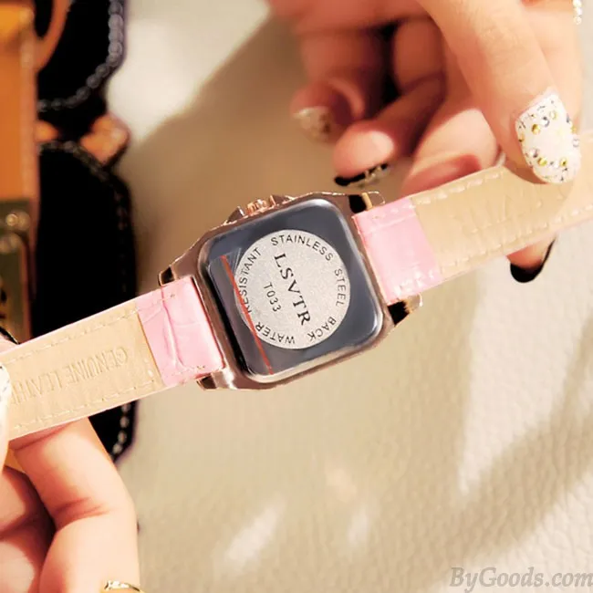 Shining Square Student Rhinestone Diamond Women Watch