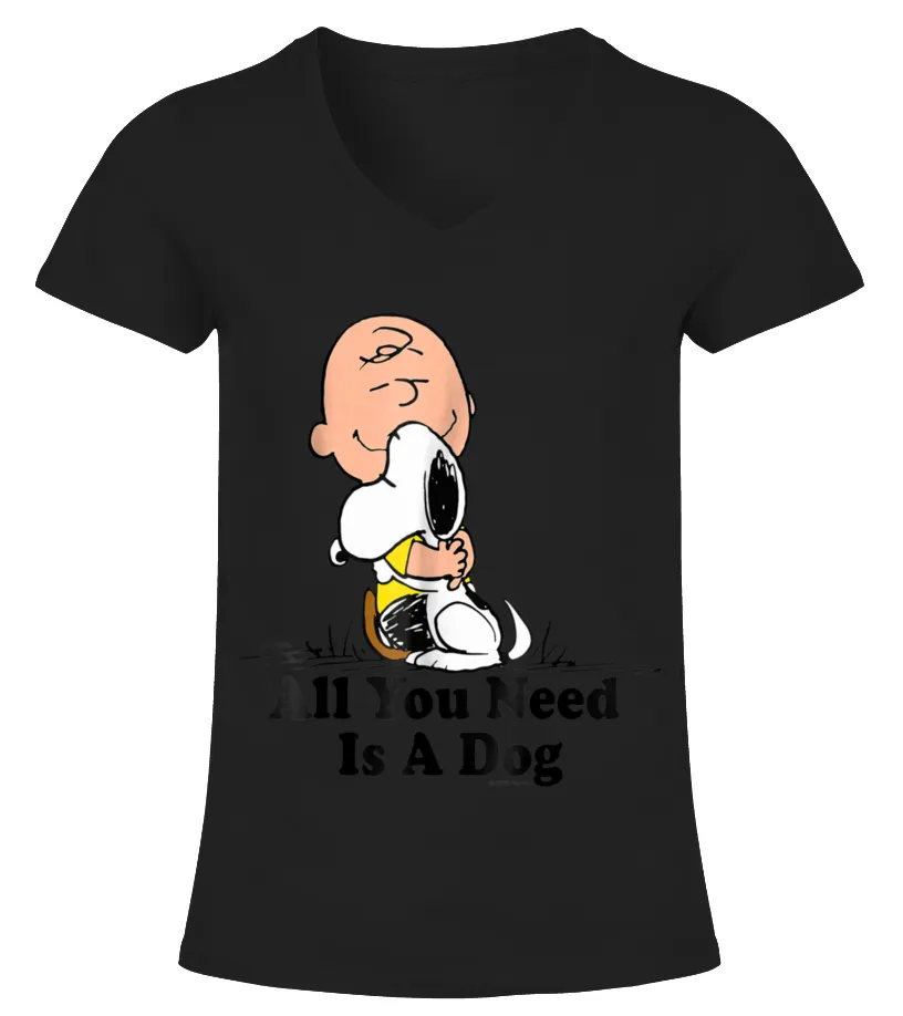SNOOPY PEANUTS ALL YOU NEED IS A DOG T SHIRT Camiseta cuello pico Mujer