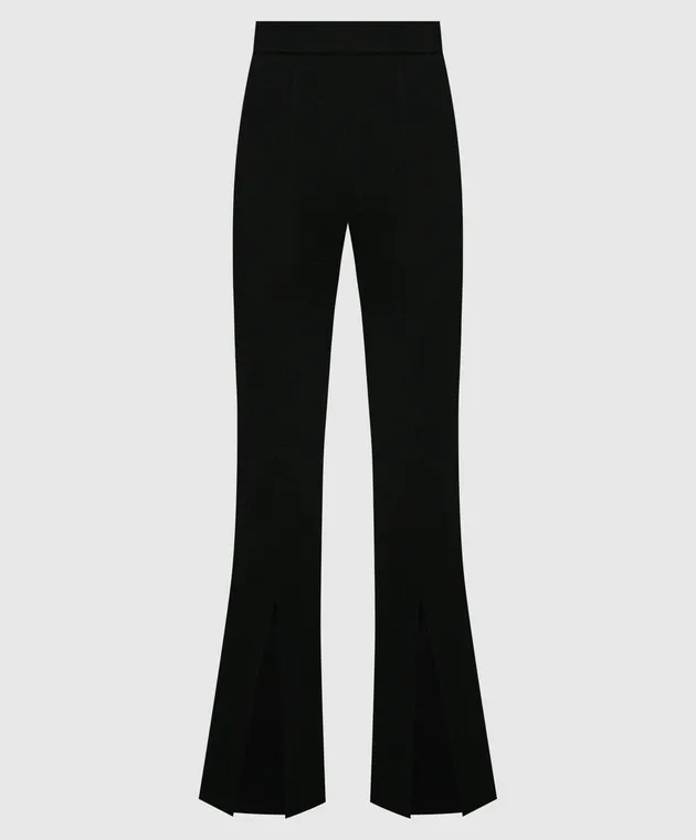 Solotre Black flared pants with slits