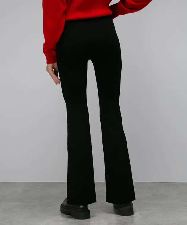 Solotre Black flared pants with slits