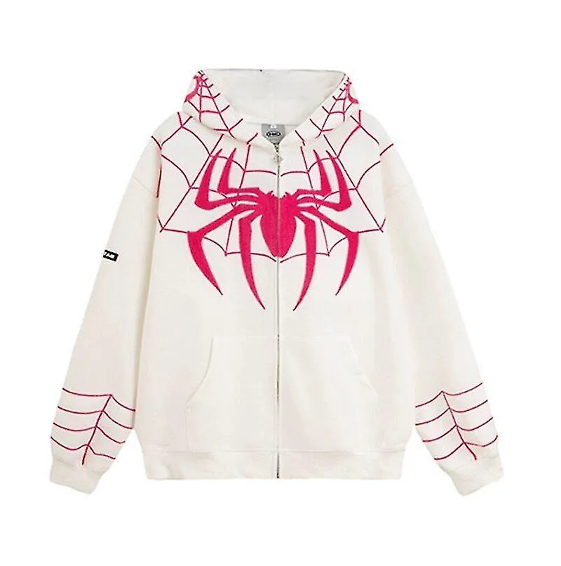 Spiderman Sudadera con capucha con cremallera completa Camisa de ropa de calle Sudaderas de gran tamaño