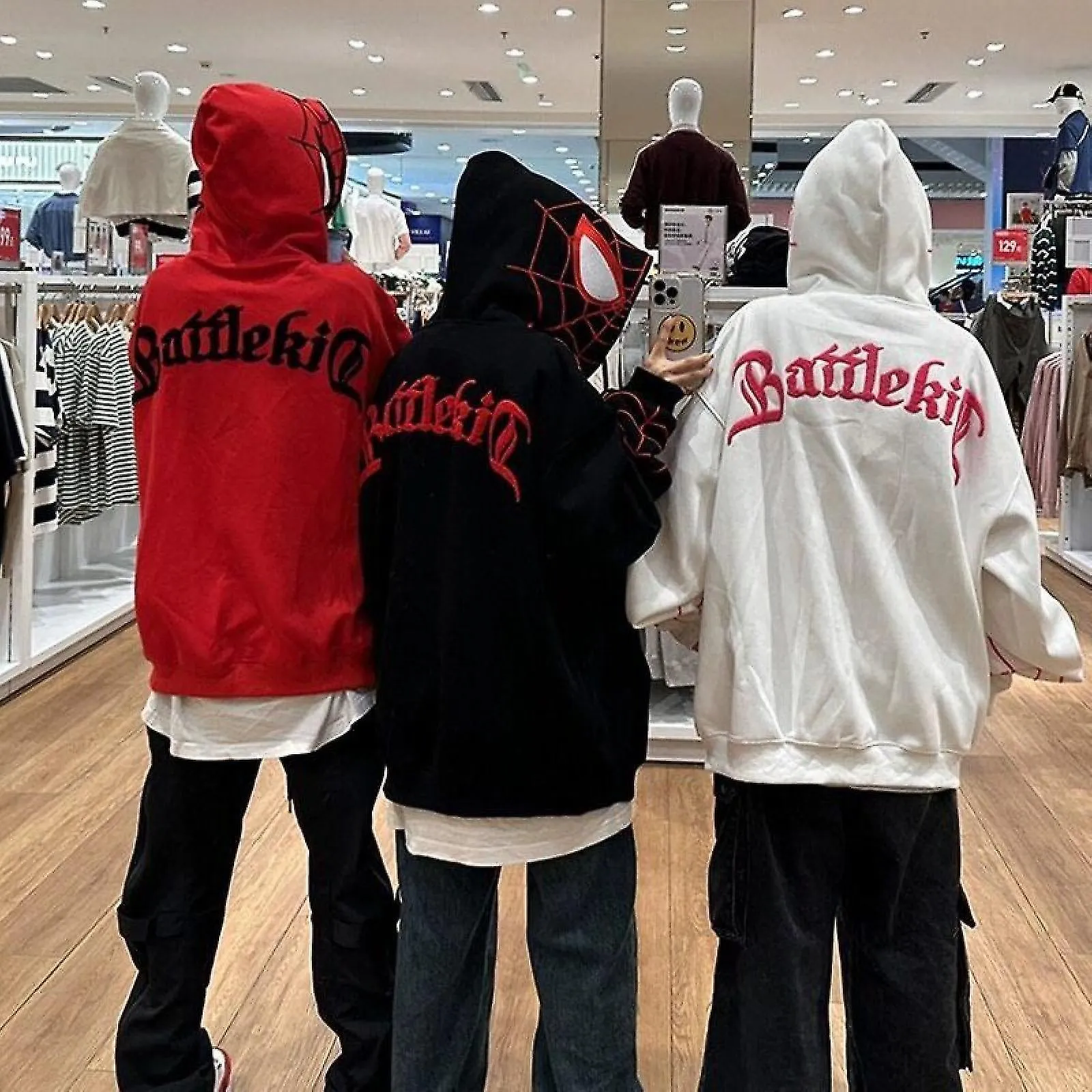 Spiderman Sudadera con capucha con cremallera completa Camisa de ropa de calle Sudaderas de gran tamaño