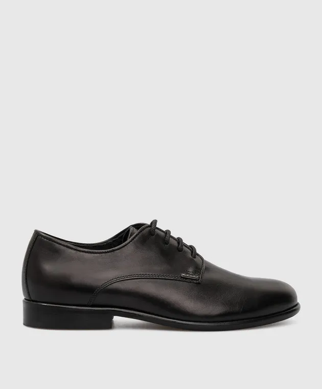 Stefano Ricci Kids Black Leather Derbies