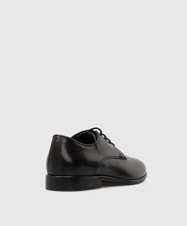 Stefano Ricci Kids Black Leather Derbies