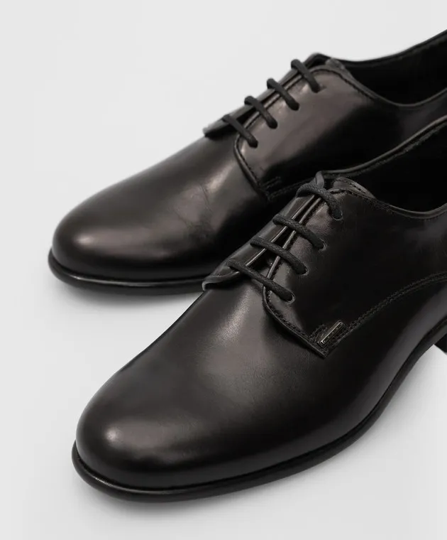 Stefano Ricci Kids Black Leather Derbies
