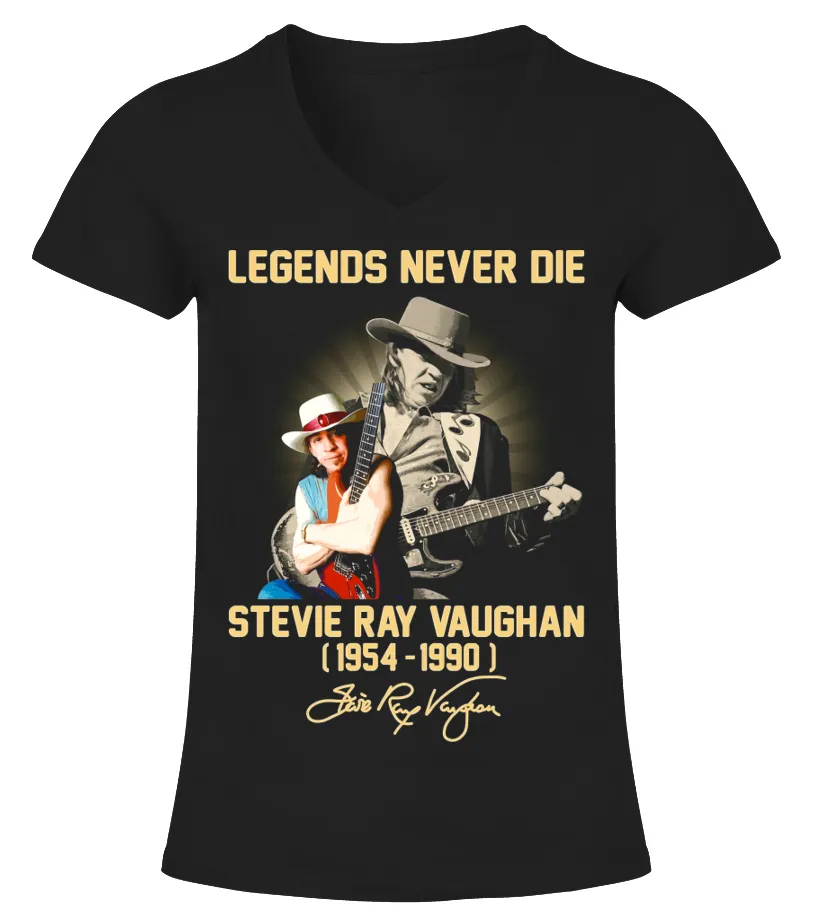 Stevie Ray Vaughan BK (19) Camiseta cuello pico Mujer
