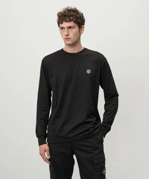 Stone Island Black longsleeve with logo patch