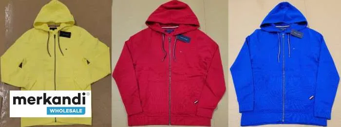 SUDADERAS CON CAPUCHA CON CREMALLERA PARA HOMBRE TOMMY HILFIGER AL POR MAYOR  PAQUETE DE 24