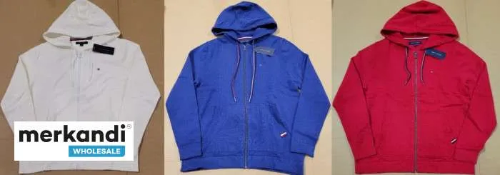 SUDADERAS CON CAPUCHA CON CREMALLERA PARA HOMBRE TOMMY HILFIGER AL POR MAYOR  PAQUETE DE 24